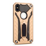 Wholesale iPhone Xs Max Armor Knight Kickstand Hybrid Case (Gold)